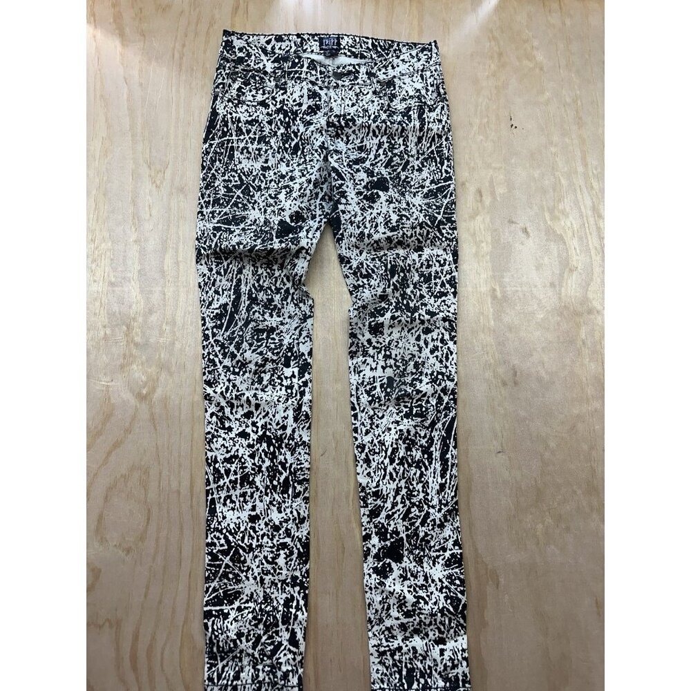 Tripp NYC Pants 5 Black‎ White Geometric Skinny Distressed Grunge Y2K Goth
